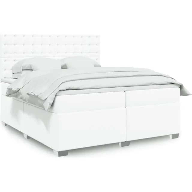 vidaXL Boxspring met matras kunstleer wit 200x200 cm