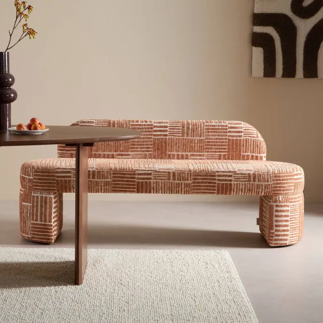 NOUS Living eetkamerbank Nice 180 cm labyrinth terra, foto 2