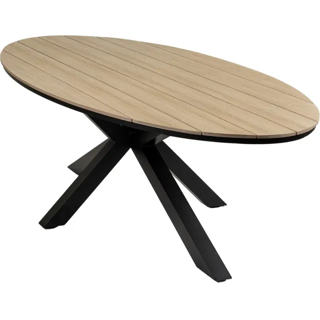 4 Seizoenen Tuinmeubelen Ovale tuintafel Cyprus 280 cm | 8 personen | Wood/Black | Polywood & aluminium Black, Wood