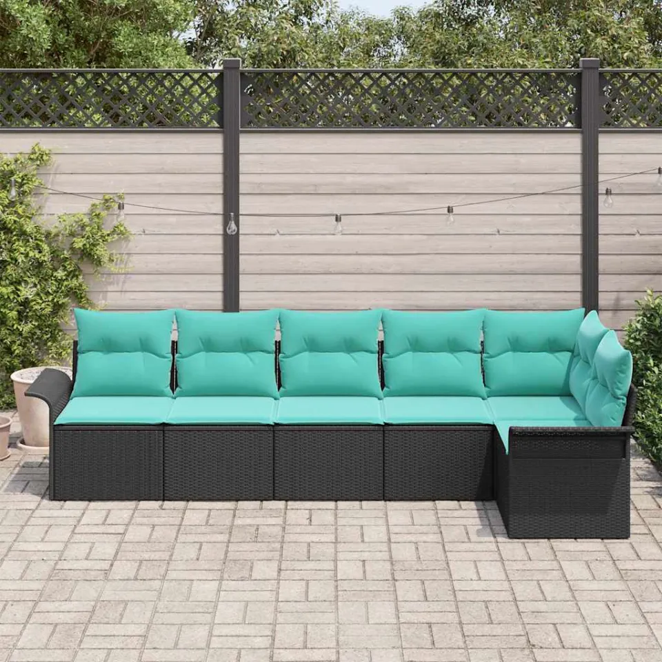 vidaXL Tuin Sofa Set 6 st Zwart poly rattan, foto 3