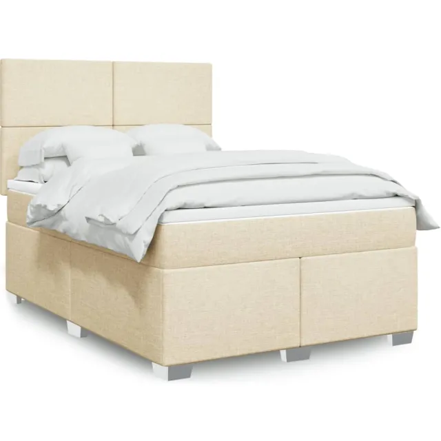 vidaXL Boxspring met matras stof crèmekleurig 140x190 cm