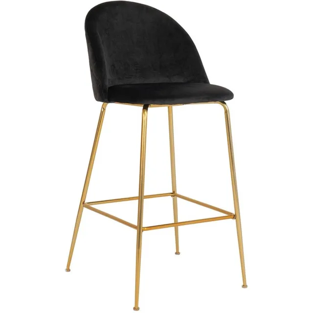 Sedero Barkruk Vidin - Zwart - Messing look poten