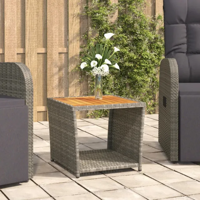 vidaXL Salontafel met houten blad poly ratten massief acaciahout grijs, foto 2