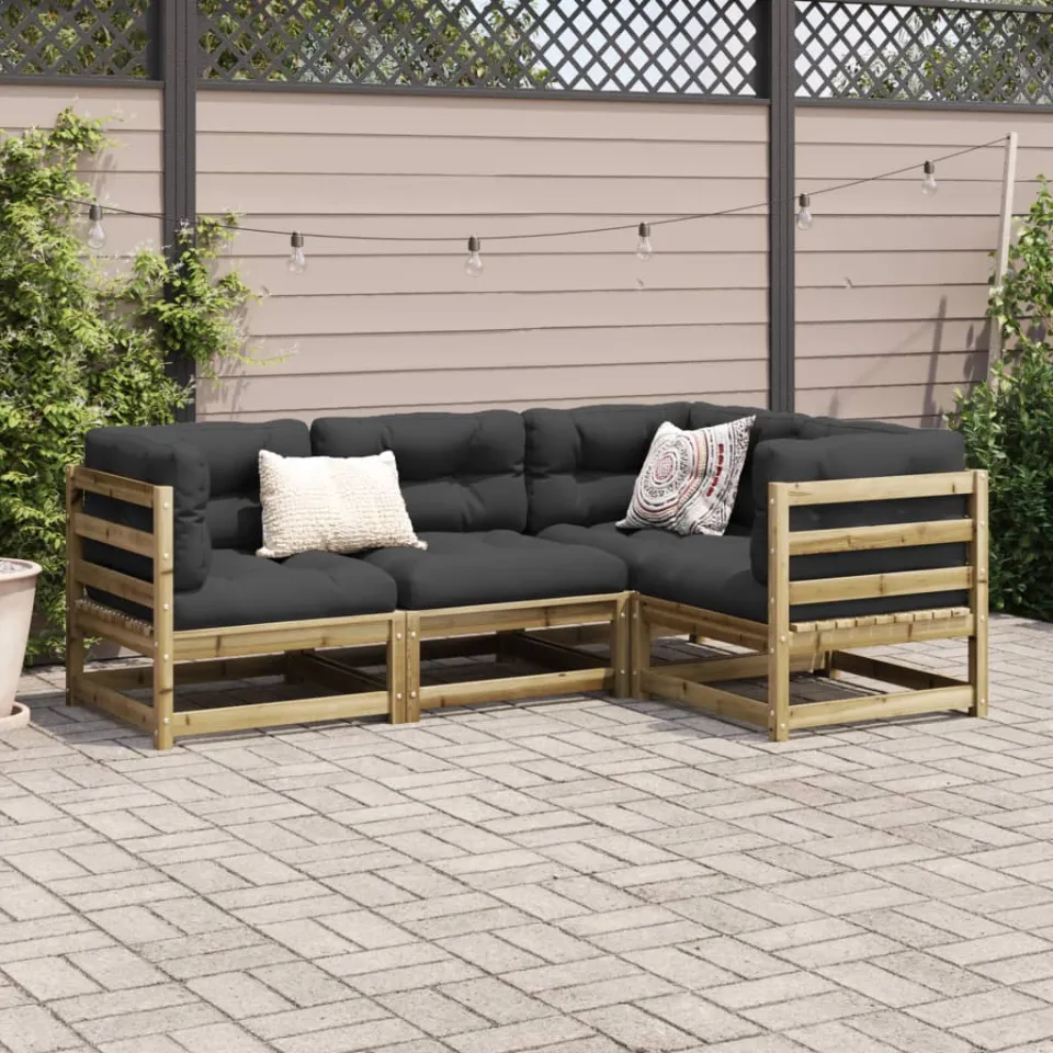 vidaXL 4-delige Loungeset geïmpregneerd grenenhout bruin, foto 3
