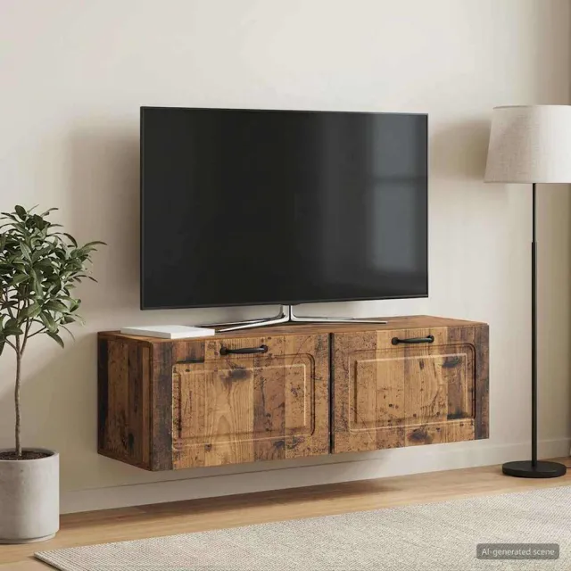vidaXL Wandbeugel TV-kast Oud hout 98 x 31 x 30 cm Bewerkt hout Bruin