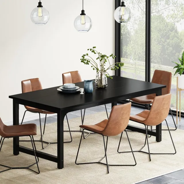 Tribesigns Eettafel - Rechthoekige Eettafel - 160 X 80 X 75 cm - industriële Eetkamertafel Voor 4-6 Personen - Modern Eettafel - Zwart