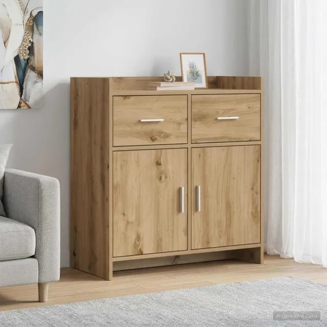 vidaXL Dressoir Artisanaal eiken 75 x 36 x 80 cm Bewerkt hout, foto 2