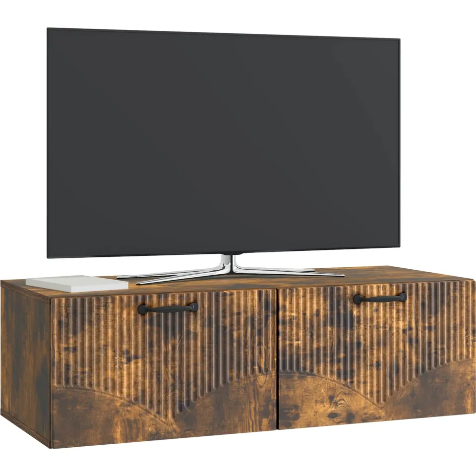 vidaXL Wandbeugel TV-kast Gerookt eiken 98 x 41 x 30 cm Bewerkt hout Bruin