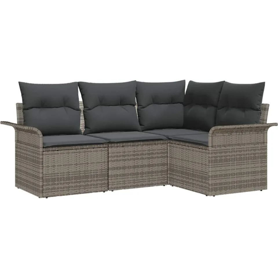 vidaXL Tuin Sofa Set 4 st Grijs poly rattan