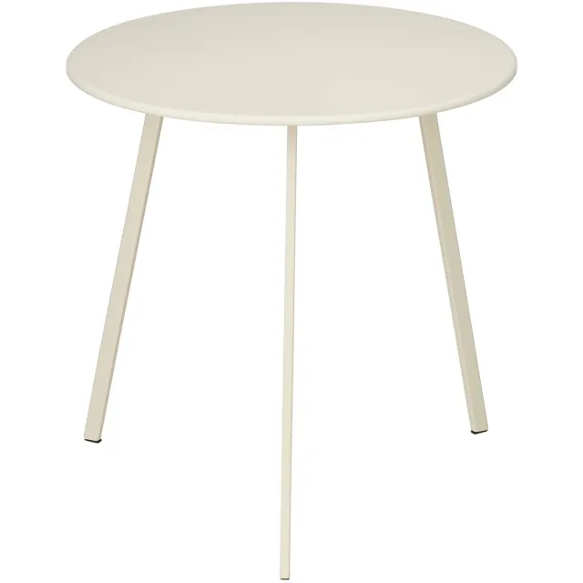 Mica Decorations Seatle Bijzettafel Rond voor Buiten - Koffietafel - Salontafel Buiten - Ook als Plantentafeltje of Plantenstandaard - Metaal - 38 x 61 cm - Creme Crème