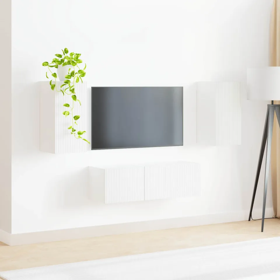 vidaXL TV Wandkast Set 4 st Wit Bewerkt hout, foto 4