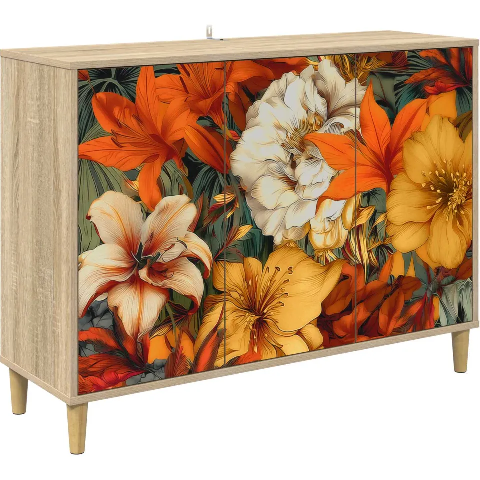 vidaXL Dressoir GENNEP Sonoma 102 x 33 x 75 cm Bewerkt hout bruin, foto 3