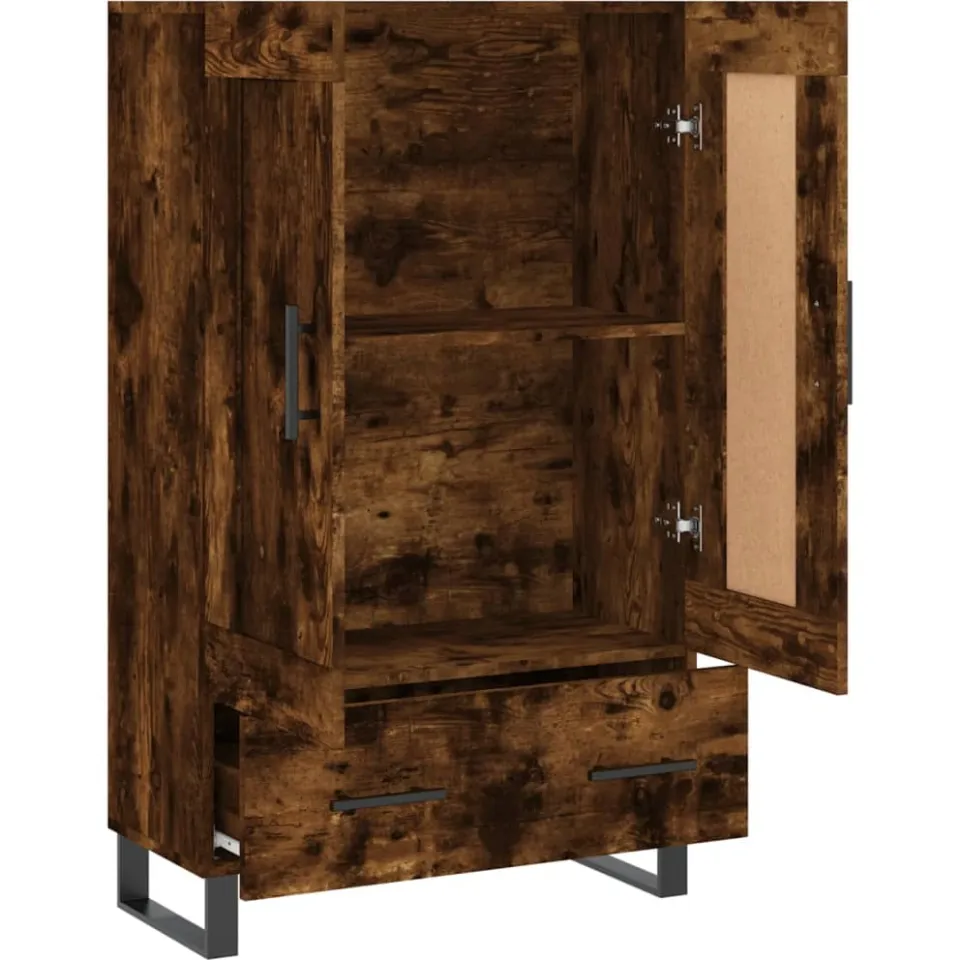vidaXL Hoge kast 69,5x31x115 cm bewerkt hout gerookt eikenkleurig, foto 4