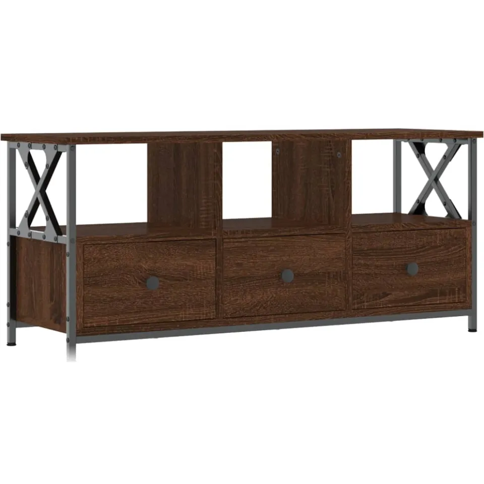 vidaXL Tv-meubel 102x33x45 cm bewerkt hout en ijzer bruin eikenkleur