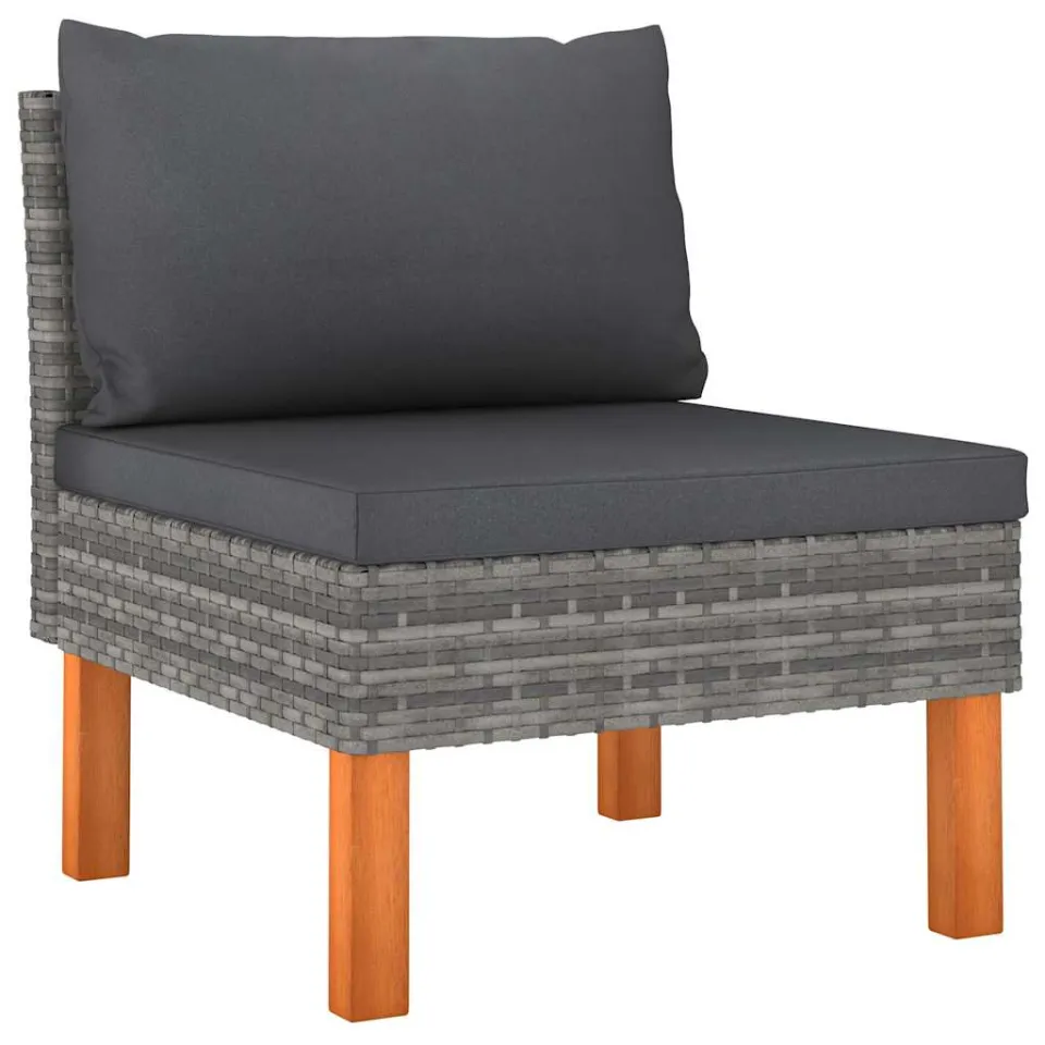 vidaXL 6-delige Loungeset poly rattan en eucalyptushout grijs, foto 4
