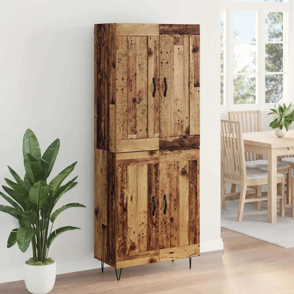 vidaXL Hoge kast Oud Hout 69,5 x 34 x 180 cm Bewerkt hout bruin, foto 4