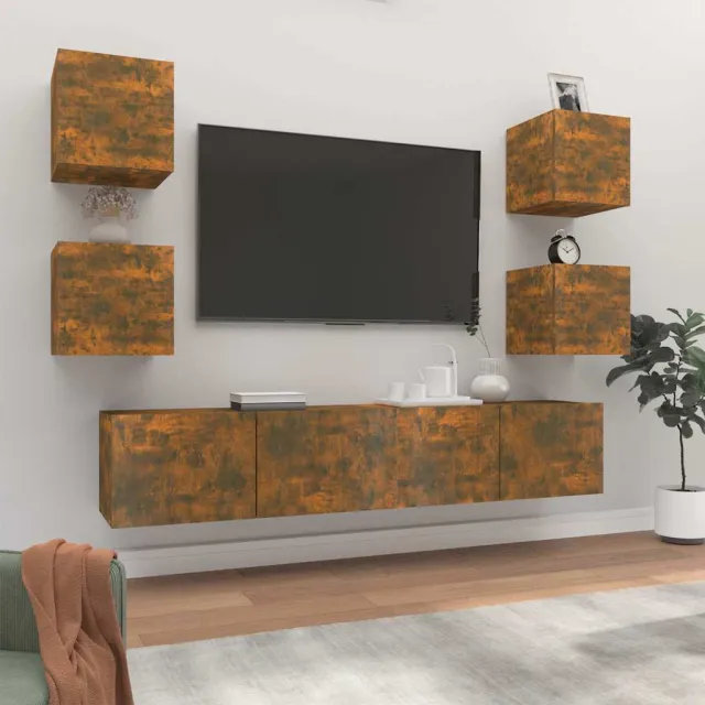 vidaXL 6-delige Tv-meubelset bewerkt hout gerookt eikenkleurig, foto 2