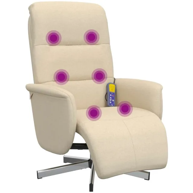 vidaXL Massagestoel - verstelbaar - met - voetensteun - stof - crèmekleurig