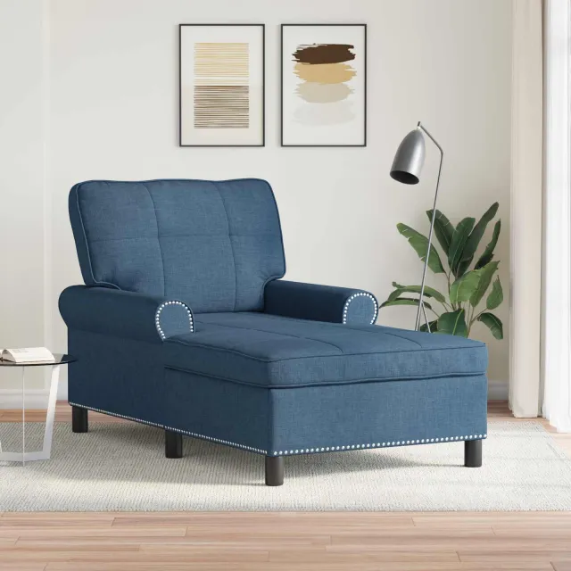 vidaXL Chaise Lounge Blauw Stof 91 x 157 x 91 cm, foto 2