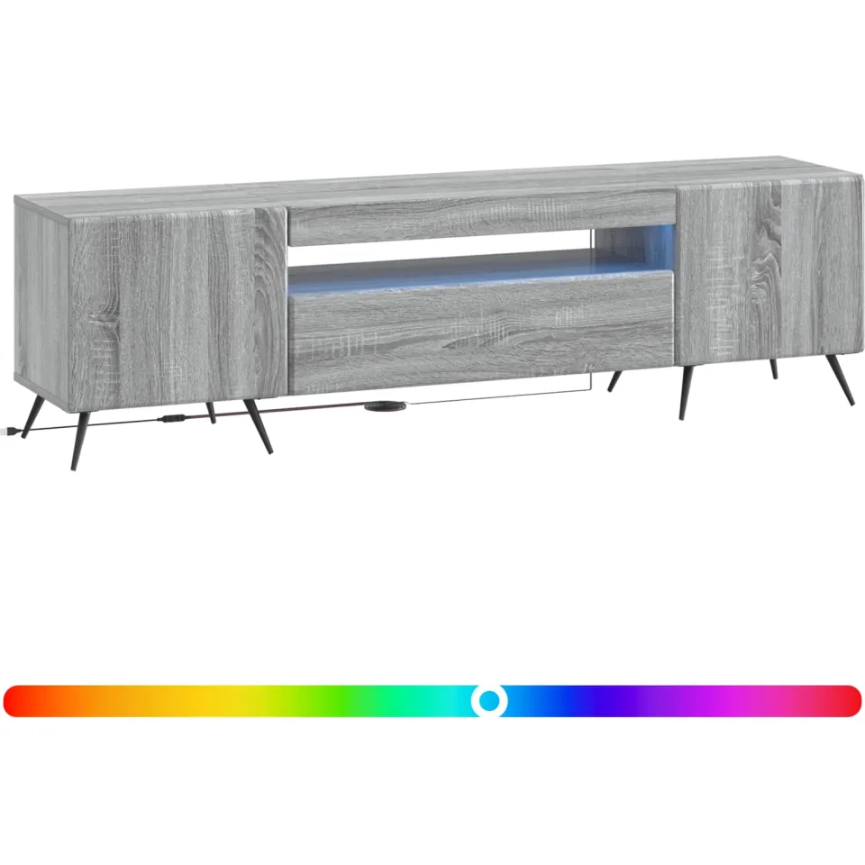 vidaXL LED tv-meubel Grijs Sonoma Bewerkt hout, foto 2