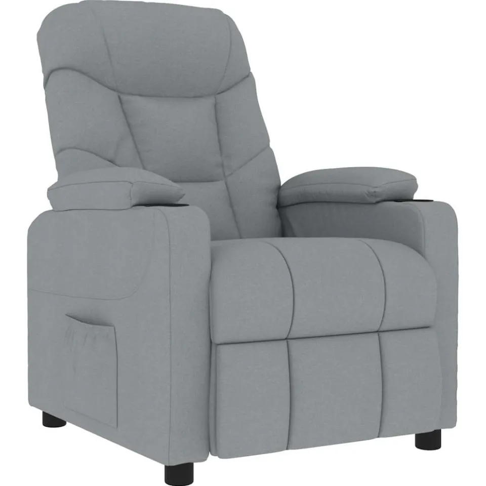 vidaXL Massagestoel stof lichtgrijs grijs, foto 3