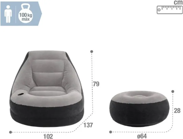 BOG Opblaasbare Lounge Stoel Met Voetenbank - Comfortabele Relaxstoel Voor Binnen En Buiten - Ergonomisch Ontwerp - Draagbaar En Gemakkelijk Op Te Bergen Veelkleurig