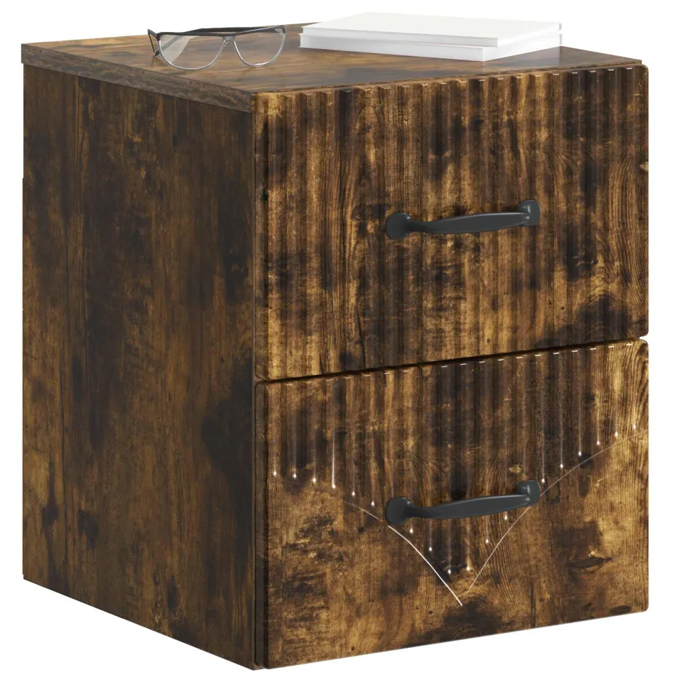 vidaXL Wandbeugel Bedkast 2 st Gerookt eiken 34,5 x 33 x 40 cm Bruin