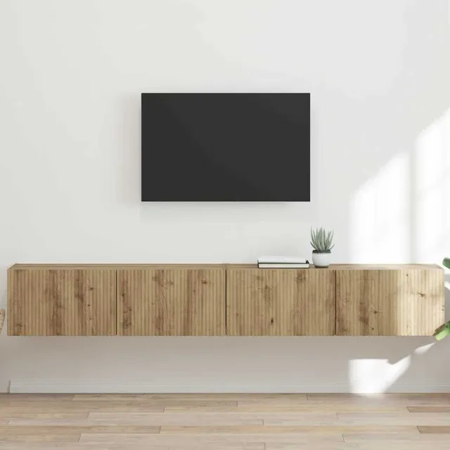 vidaXL TV Wandkast 2 st Ambachtelijk eiken Bewerkt hout, foto 2
