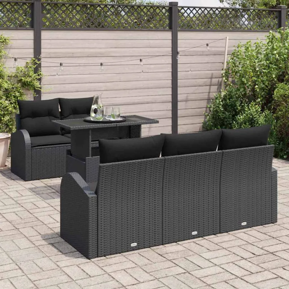 vidaXL Tuin Sofa Set 6 st Zwart poly rattan, foto 3