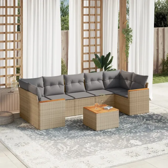 vidaXL Patio Sofa Set 7-zits Mix Beige en Lichtgrijs