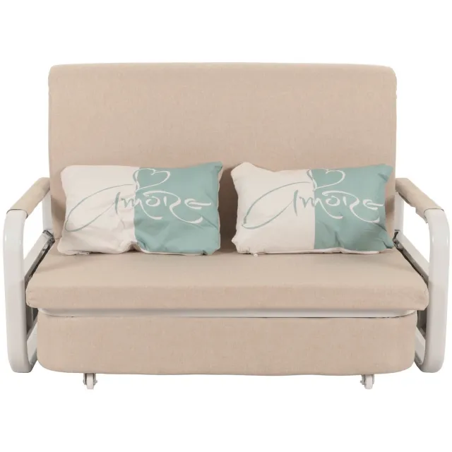 MCW Slaapbank MCW-M83, slaapbank bank, slaapfunctie bedstee ligoppervlak, 130x185cm ~ stof/textiel beige