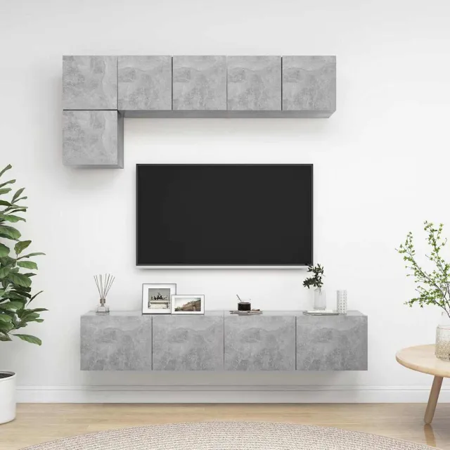 vidaXL 5-delige Tv-meubelset bewerkt hout betongrijs grijs, foto 2