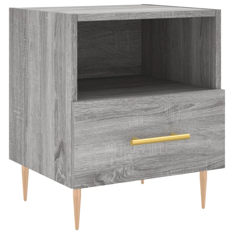 vidaXL Nachtkastje 40x35x47,5 cm bewerkt hout grijs sonoma eikenkleur, foto 3