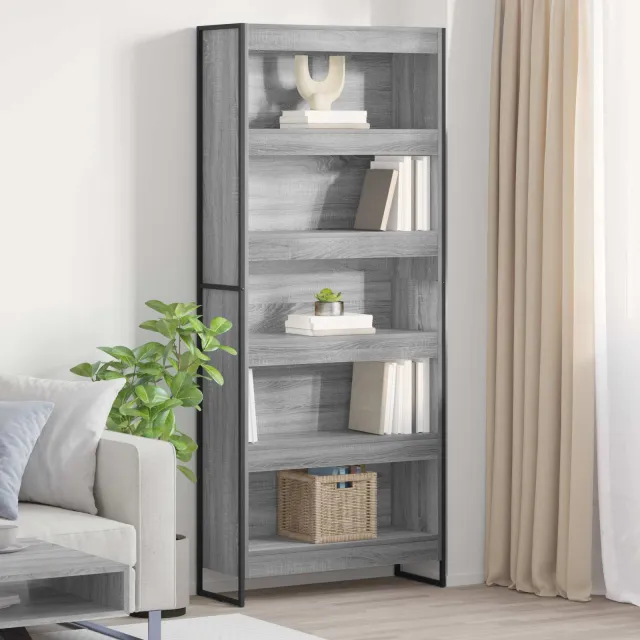 vidaXL Boekenkast 80 x 30 x 189,5 cm Bewerkt hout Grijs Sonoma, foto 2