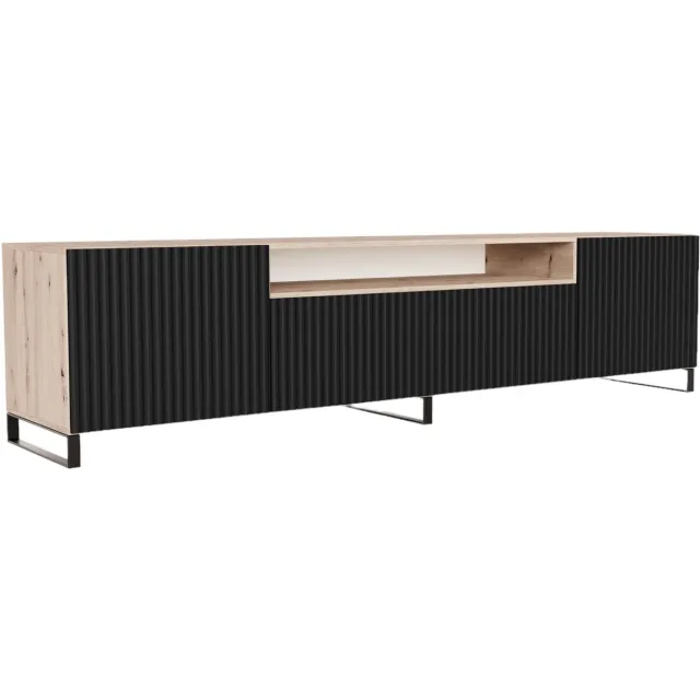 Margaret Hadas24 TV-kast Noe III, woonwand, lowboard, tv-standaard, woonwand, woonkamer, tv-meubel, woonkamermeubels, televisie, highboard, TV-kast, tv-lowboard, 200 cm, 3 deuren, bruin, zwart