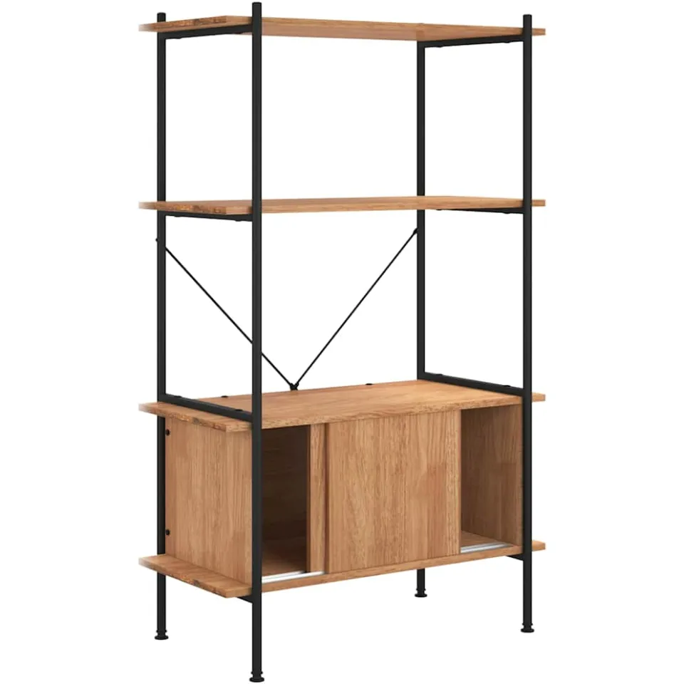 vidaXL Opbergrek 4-laags met kast 80x40x130 cm staal en bewerkt hout Bruin