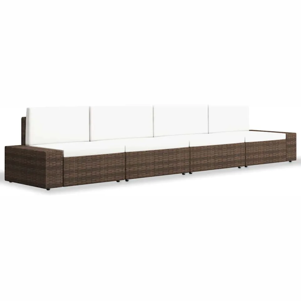 vidaXL 4-delige Loungeset poly rattan bruin