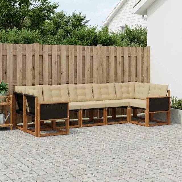 vidaXL Buiten bankenset 7 st 7-zits Natuurlijk en Beige