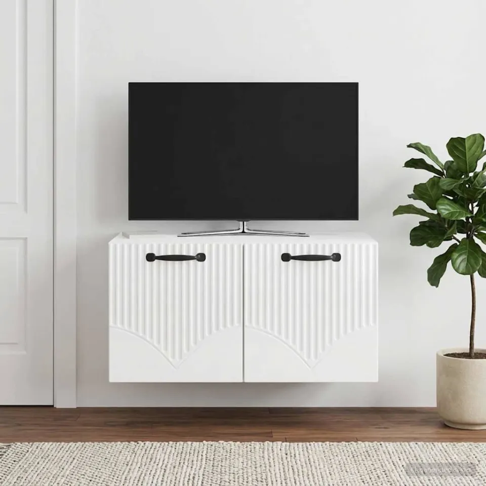 vidaXL Wandbeugel TV-kast Hoogglans Wit 59,5 x 41 x 30 cm Bewerkt hout, foto 4