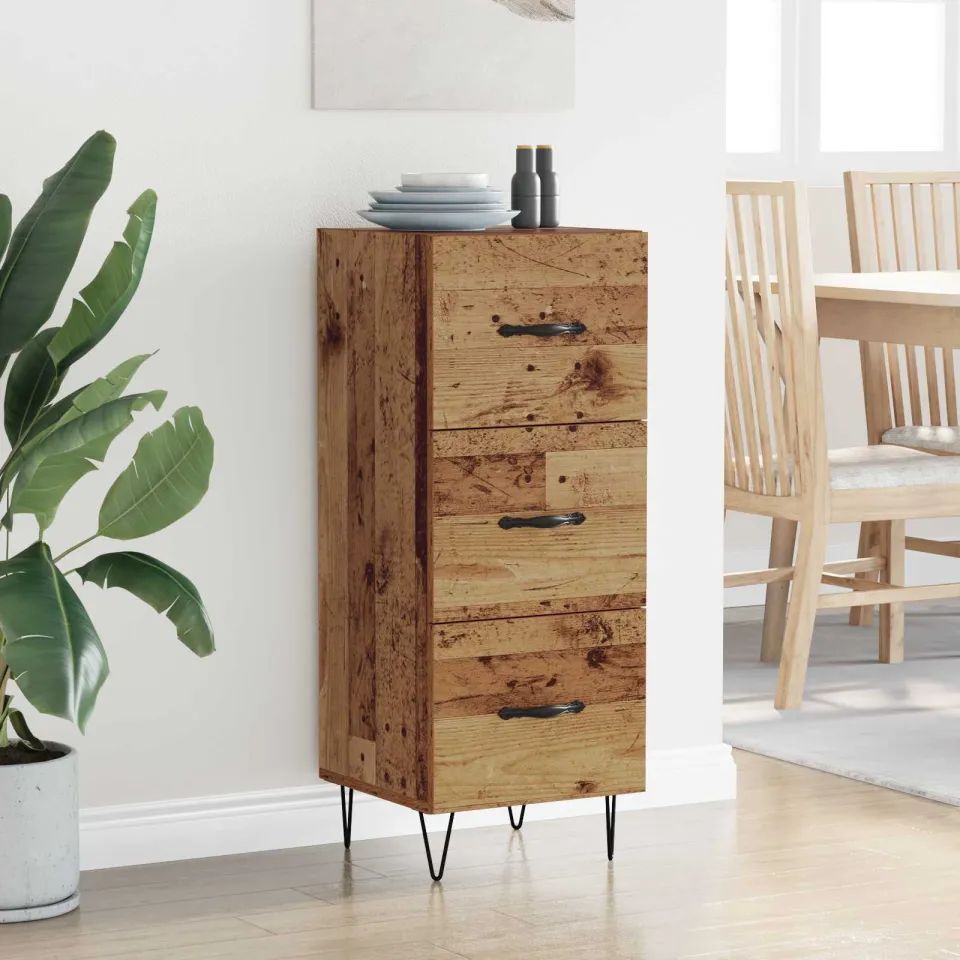 vidaXL Dressoir Oud hout 34 x 34.5 x 90 cm Bewerkt hout bruin, foto 3