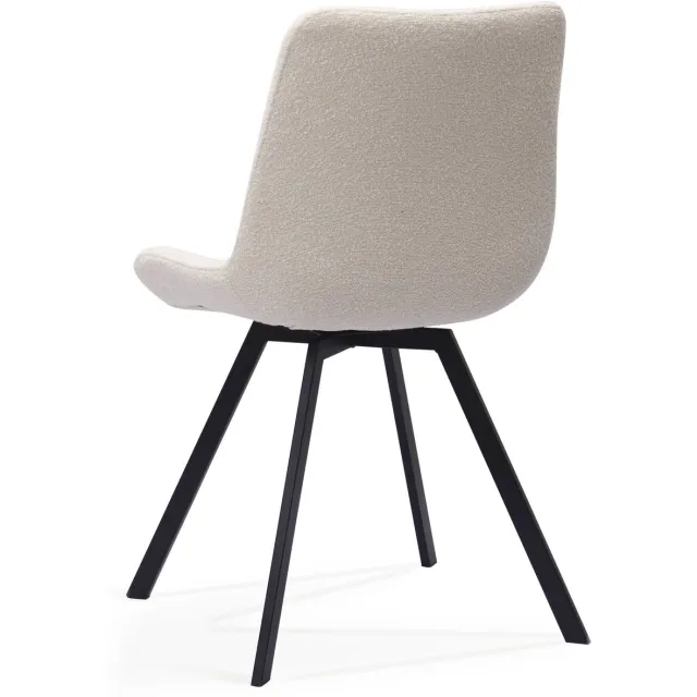 DESMIU Eetkamerstoel - Kuipstoel - Set Van 2 - 360 Graden Draaibaar Met Comfortabele Stoffen Zitting - Voor Eetkamer En Thuiswerkplek - Metaal Wit White