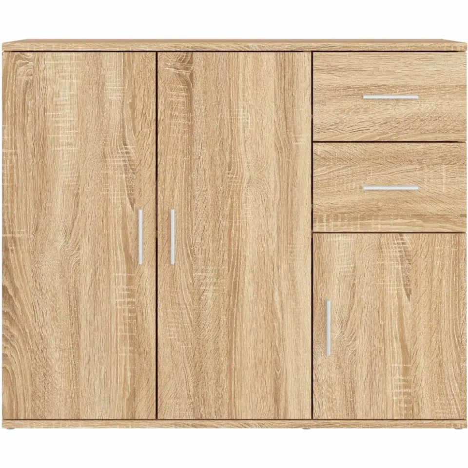vidaXL Dressoir Sonoma Eiken 91x29,5x75 cm Bewerkt Hout, foto 4