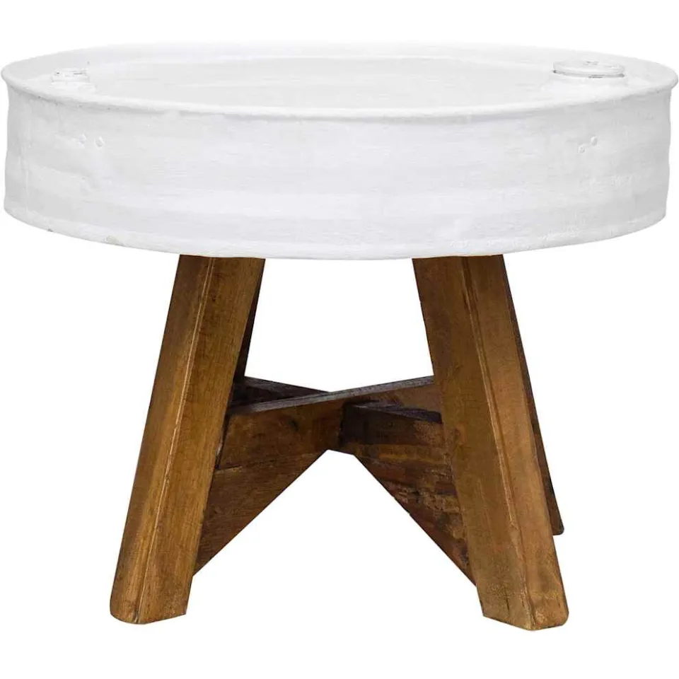 vidaXL Salontafel 60x45 cm massief gerecycled hout wit, foto 3