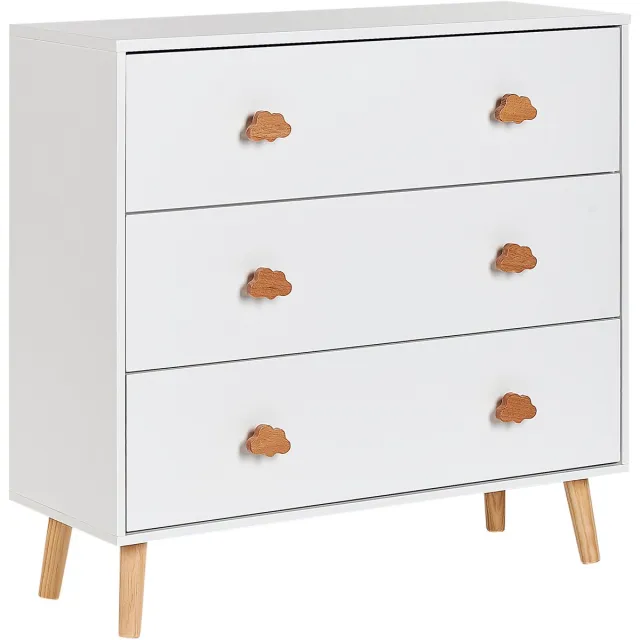 Beliani CLOUDY - Commode - Wit/Lichthout - MDF