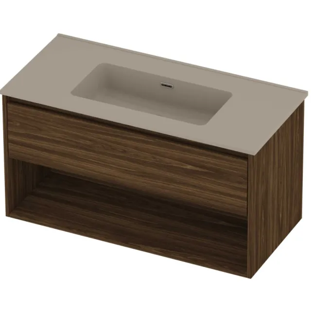 Proline Tribute Badmeubelset Porselein Elegant Schap 100x46x54 cm Mat Crème Cotton Cabana Oak Eiken