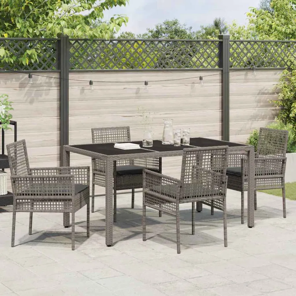 vidaXL Tuin eettafelset 5 st Grijs poly rattan, foto 3