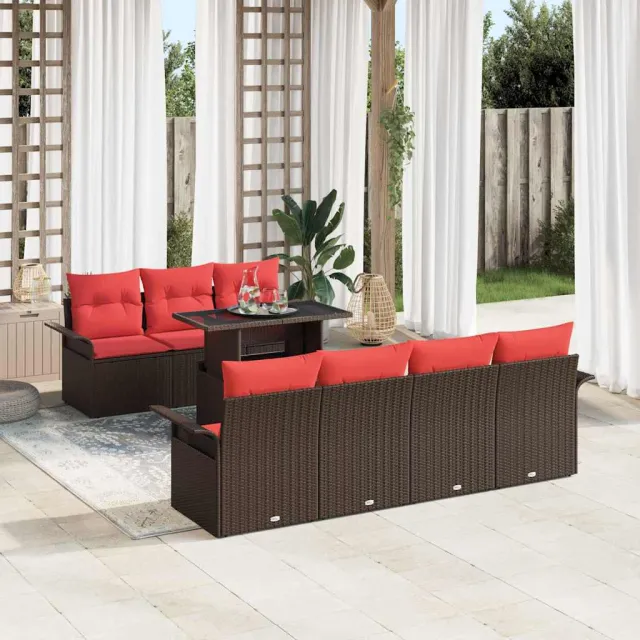 vidaXL Tuin Sofa Set 8 st 7-zits Bruin Polyrotan, foto 2