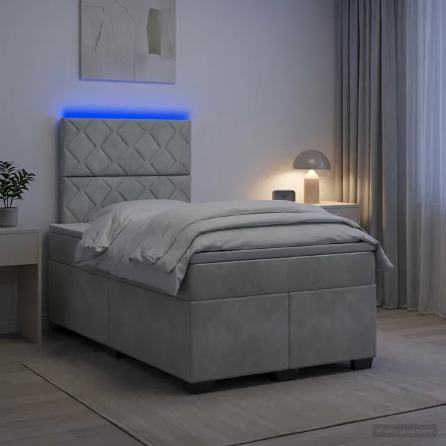 vidaXL Boxspringbed met matras Lichtgrijs 120 x 190 cm Fluweel