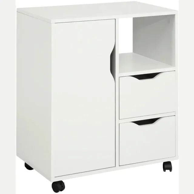 Happiq Printertafel - Voor Kantoor - Met 2 Laden en 1 Deur - Wit