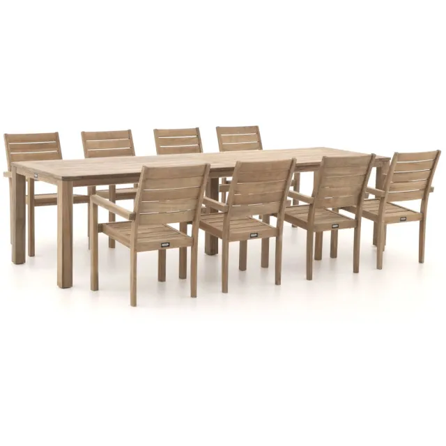 ROUGH Furniture ROUGH-S 300cm dining tuinset 9-delig stapelbaar Bruin